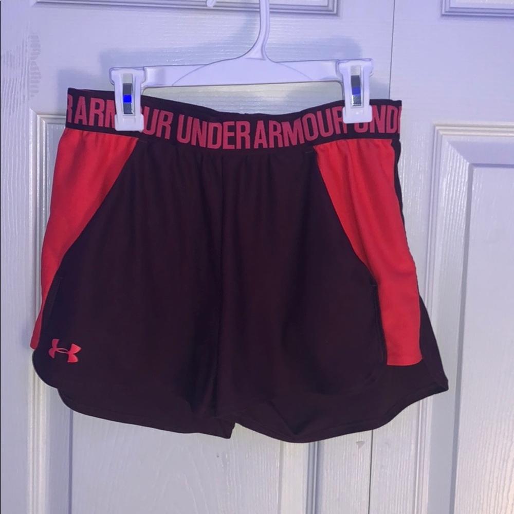 Maroon and pink Under Armor shorts